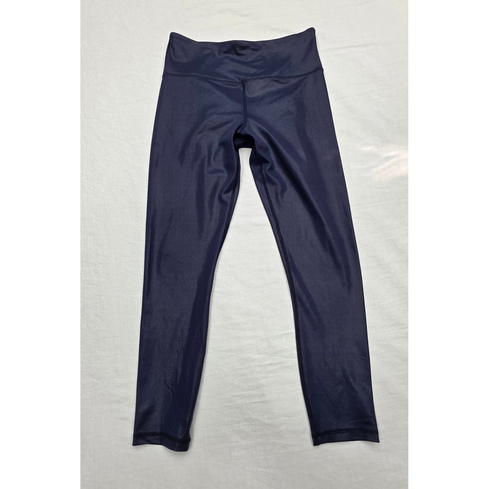 Zyia Active Navy Blue Metallic Shimmer High Waisted Leggings Women Size 6-8